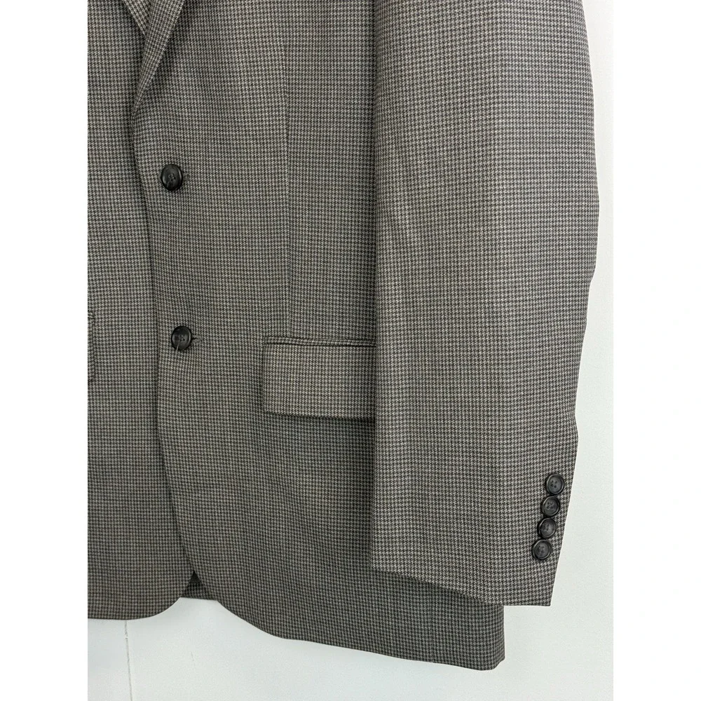 Joseph & Feiss Gold Mens 38R Blazer Houndstooth Gray 100% Wool Sport Coat Jacket